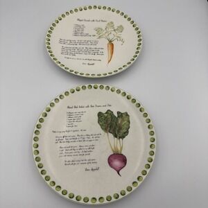 American Atelier At Home Culinary Vegetable Plates With Recipes 8" Set Of Two